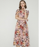 Rose-print silk-chiffon dress